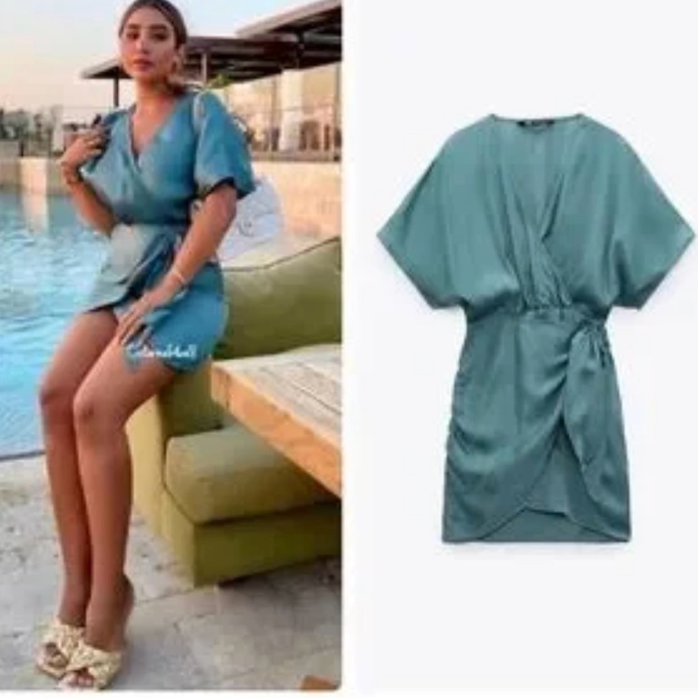 Zara | Dresses | Zara Sea Green
Satin Effect Mini Dress Size S